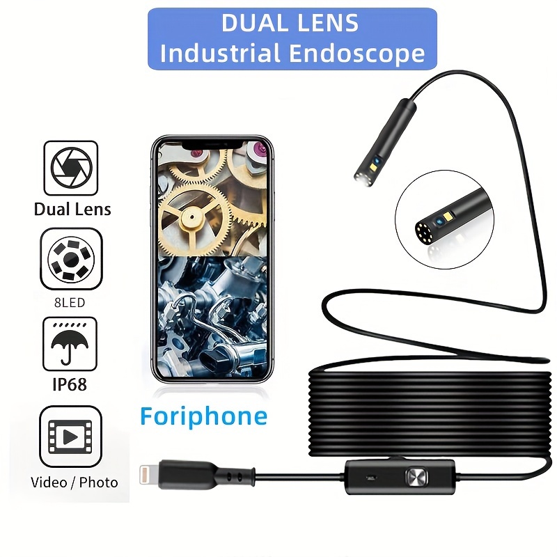 Caméra endoscope industrielle pour inspection de voiture, endoscope  étanche, endoscope d'égout, système iPhone iOS, HD960P