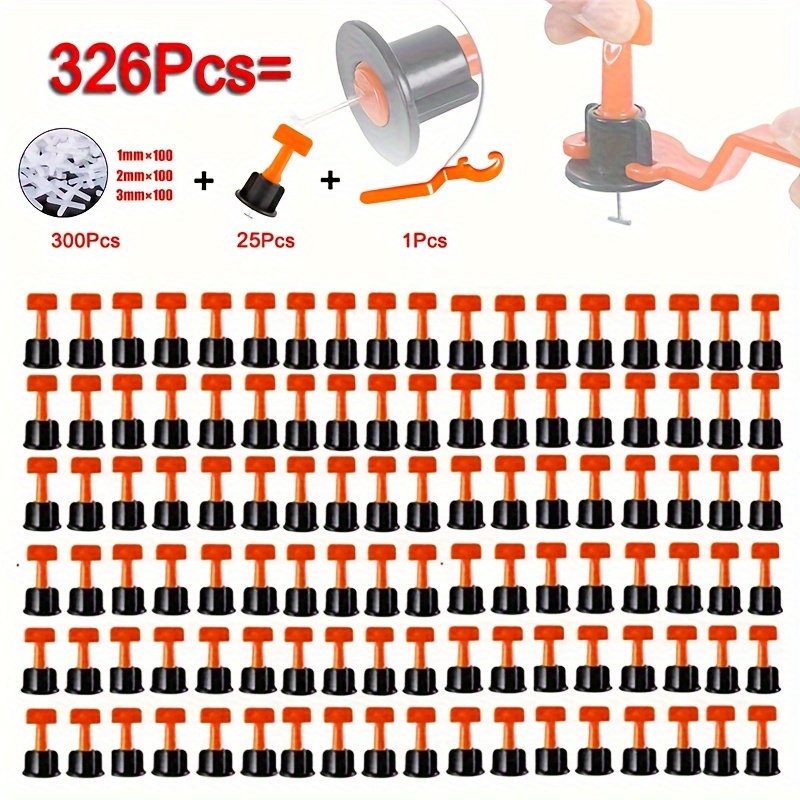 

326pcs (300+25+1pcs) Tile Leveling System Tile Leveling Wedges Leveler, Alignment Spacers Locator, Floor Wall Clamps, Reusable Tile Leveling System