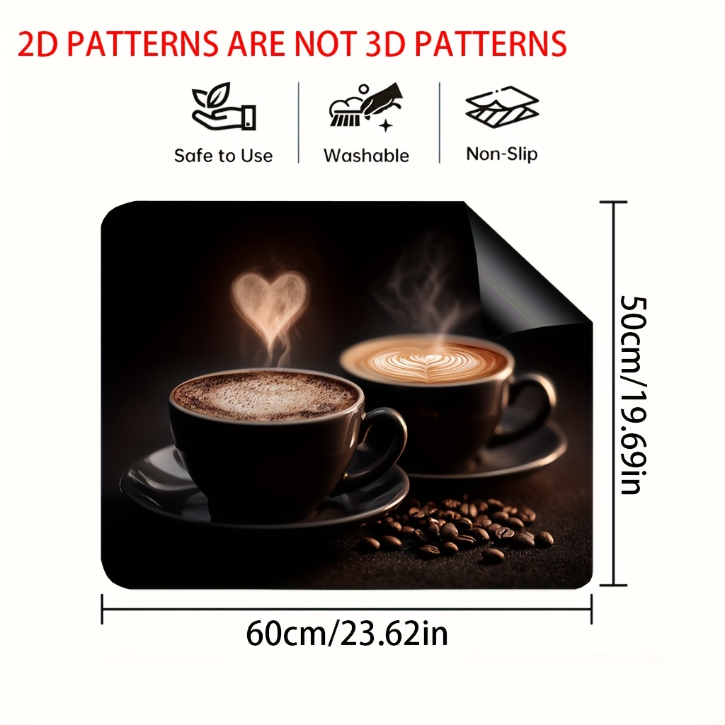 TEMU 1pc, 2d Flat Printing Stove Protector Mat, Coffee Fragrance Pattern, Coffee Decor Suitable For Induction Cooktop Cover Elegant Kitchen Decor