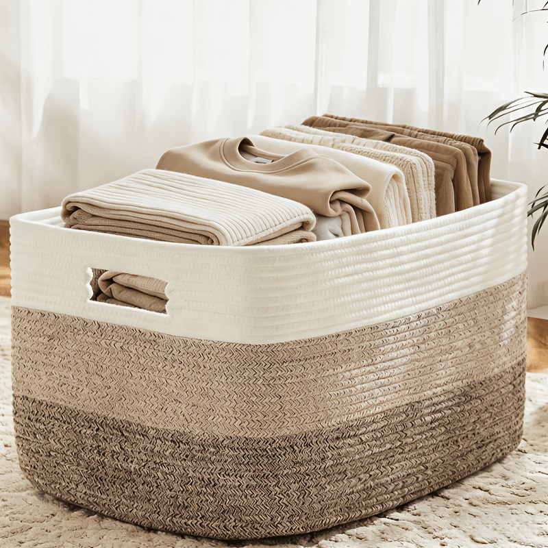 Woven Rope Basket with Handles, Multi-Purpose Organizer for Home