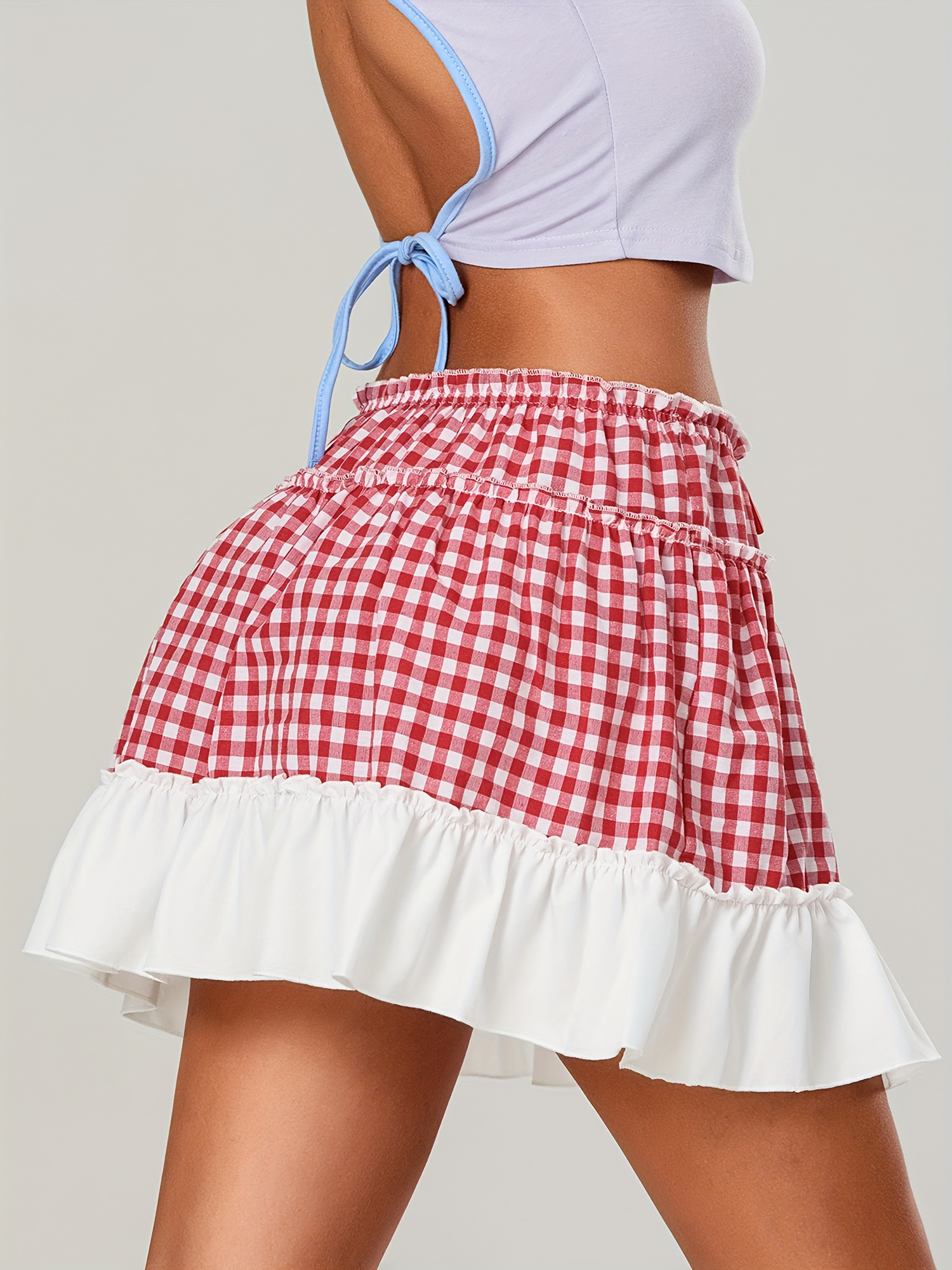 women s y2k summer mini skirt hem tie waist - Temu