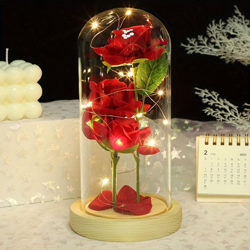 TEMU de des diplômes - Cadeau créatif pour les de classe - Cadeau pour pour son anniversaire, artificiel de rose, Lampe de rose LED, Décoration de