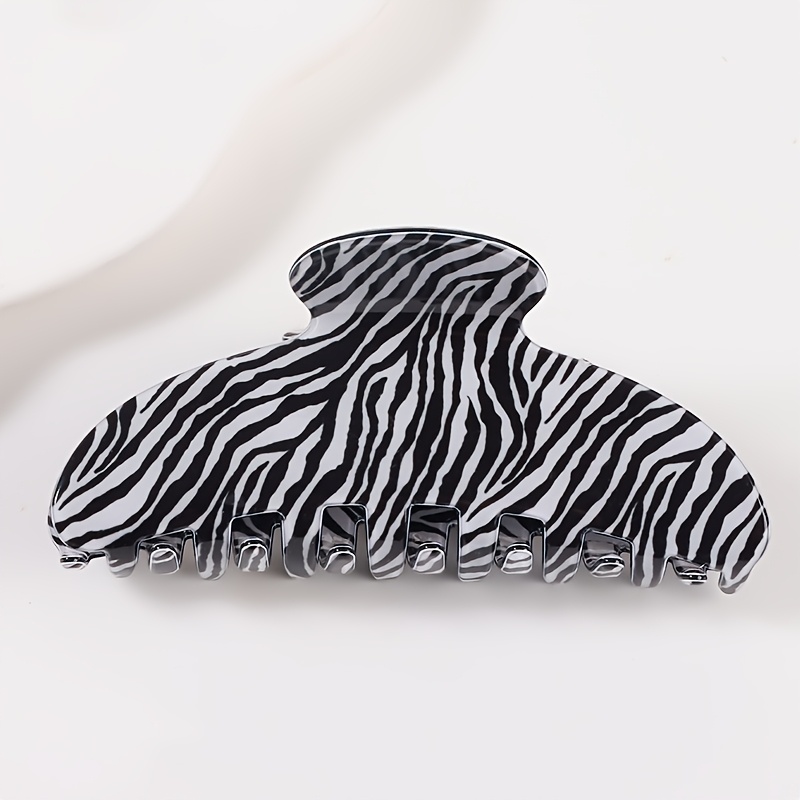 Image of 1pc A Vintage Bohemian-style Hair Clip Featuring Leopard And Zebra Patterns - A Large, Non-slip Accessory Designed For Thick Hair, Fashion For Women