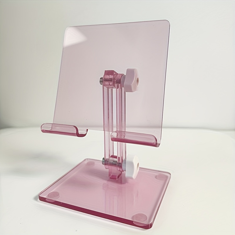 TEMU 1pc Mobile Phone Tablet Holder Rotatable Lazy Desktop Stand Tablet Acrylic Universal Lift Stretch Fold