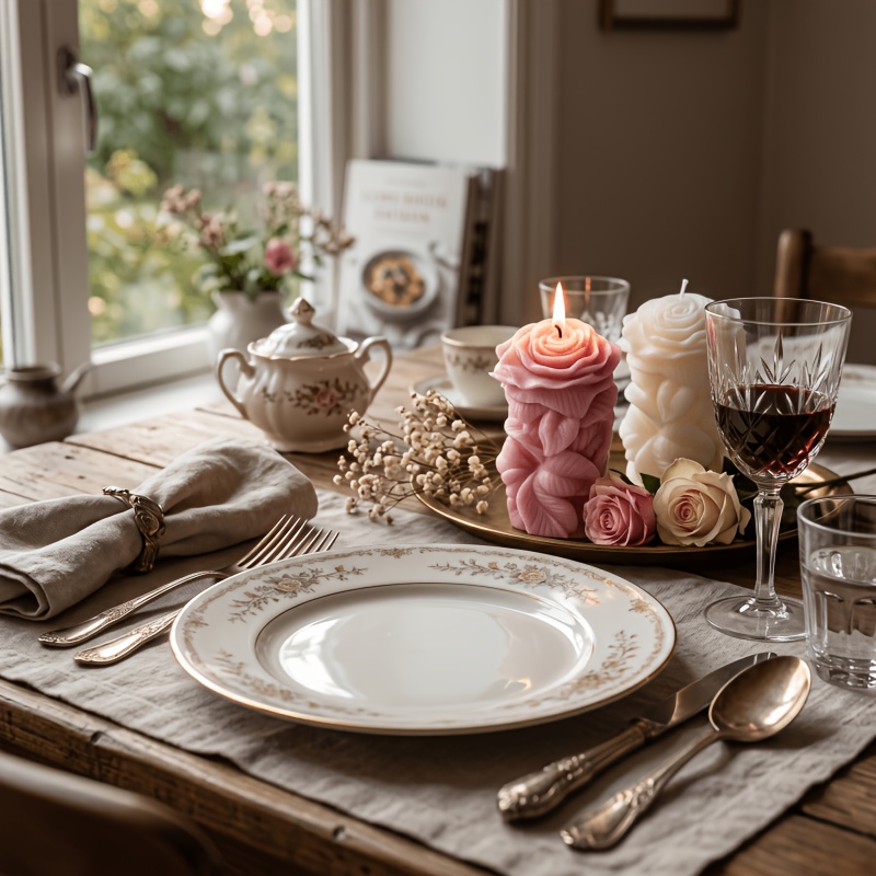 Rose Pillar Scented Candle, 3D Carved Candle, Made of Soy Wax. Suitable for Wedding Table Centerpieces, Valentine's Day, Home Decor, Dinner Parties, and Photo Props