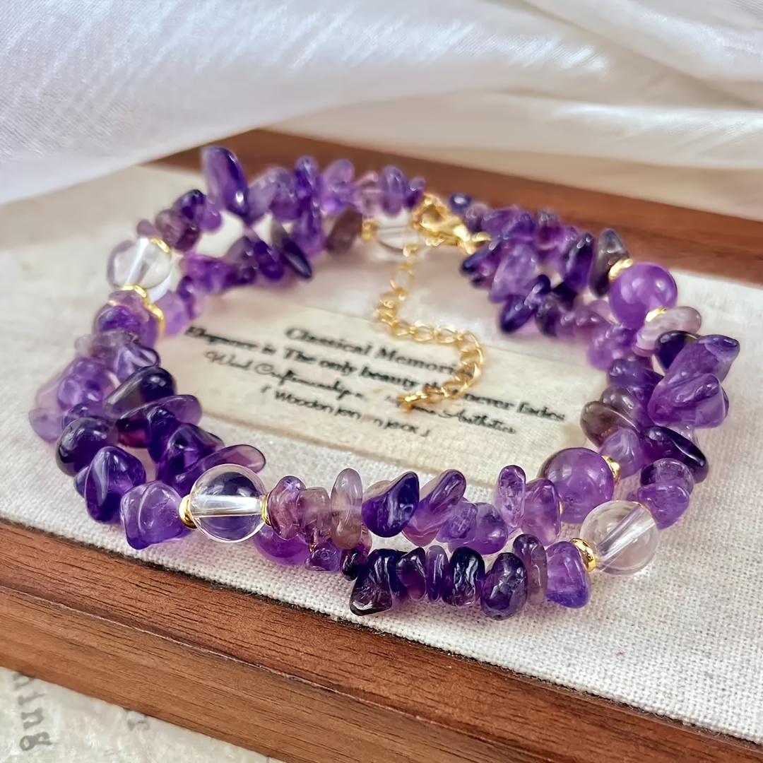 Women's Vintage Amethyst Crushed Stone Necklace, Daily Wear