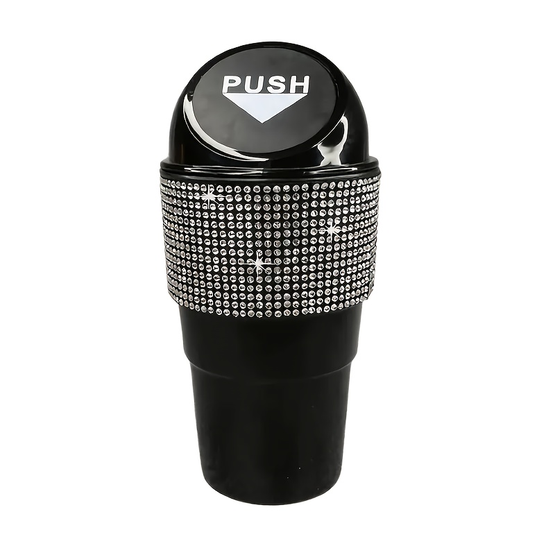 A Diamond-studded Trash Can, A Sparkling Plastic Organizer Suitable For Vehicle Cup Holders, Universal For Cars, Designed For Interior Car Decoration