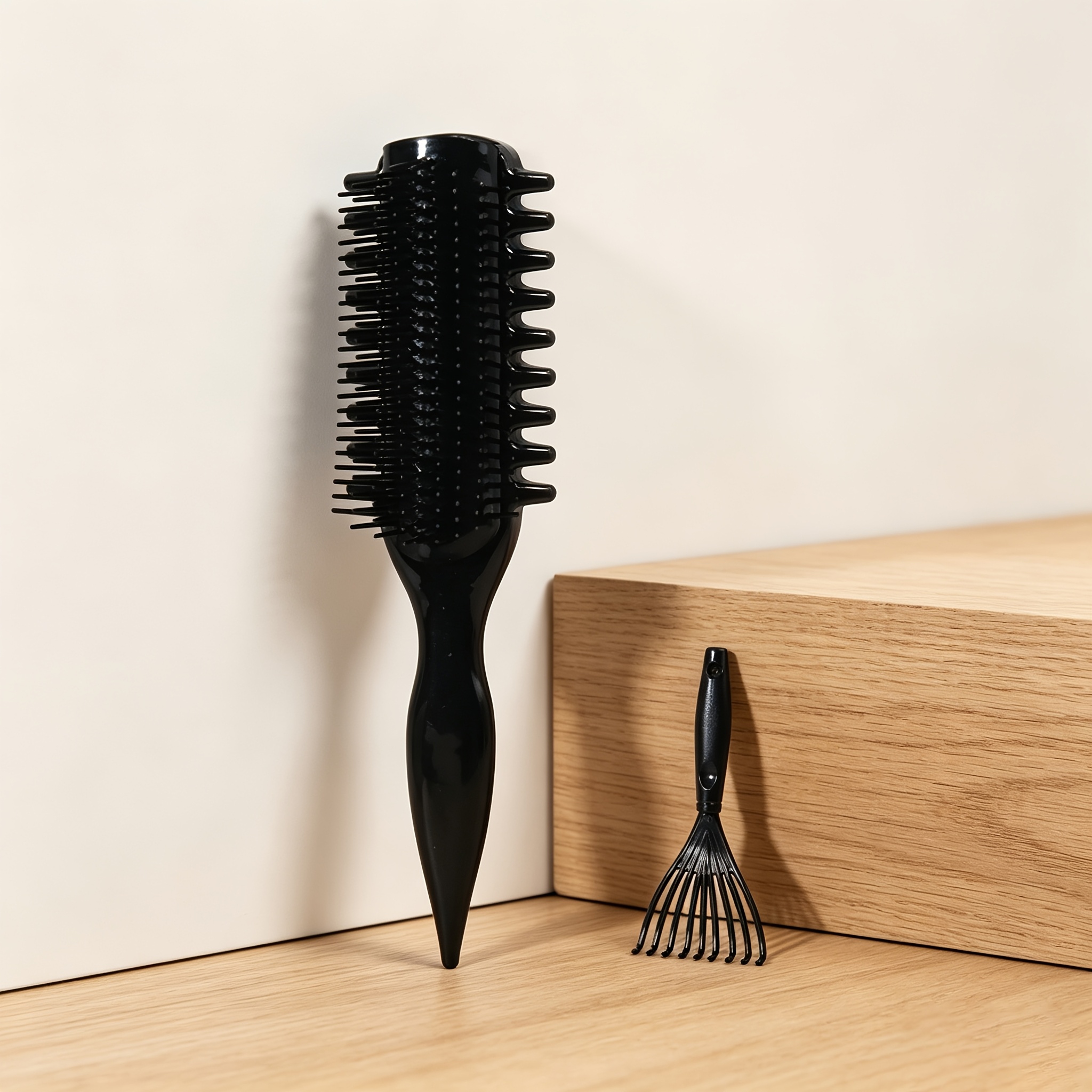 TEMU 2-delige Set Haarstyling Kam Set, 9-Rijden Multi-Tand Krul Kam, Kam Reinigingsklauw, Geweldig voor Dicht, Krullend en Nat Haar Styling