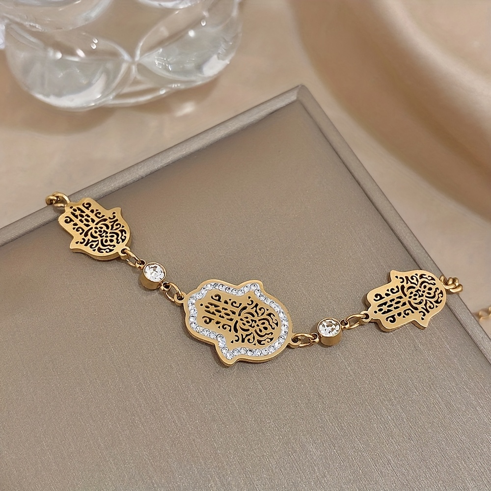 Golden Multiple Palms Charm Bangle Bracelet