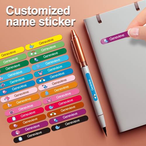custom name stickers vibrant colors rounded corners personalized labels for notebooks office crafting supplies students hobbyists crafting accessories customizable labels colorful stickers cute stickers