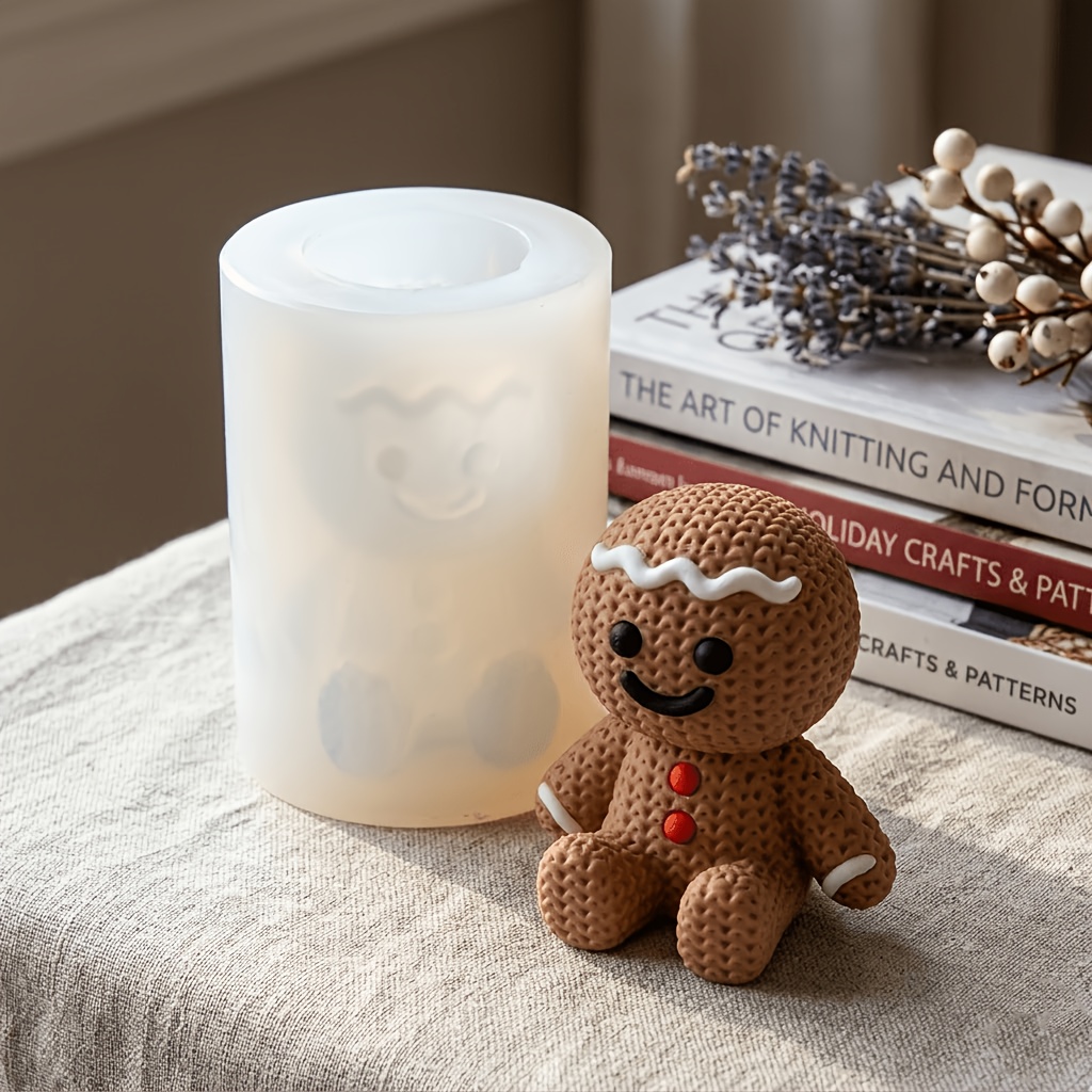 TEMU New Christmas Gingerbread Man Knitting Style Animal Silicone Mold, Cute Knitting Style Gingerbread Man, Suitable For Christmas Gingerbread Man