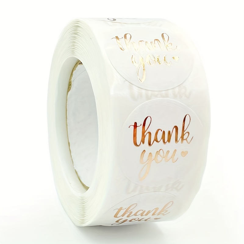 

Round Floral Thank You Stickers, Matte Finish Self-adhesive Golden Foil Label Seals For Envelopes & Gifts, Paper Material, Ideal For Wood Surface, Single Use - 500 Count