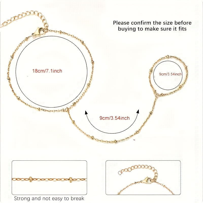 Hand Chain Link with Finger Ring Bracelet, Waterproof