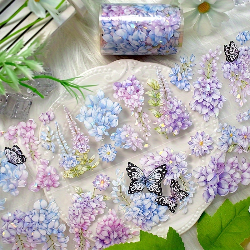 

Lavender Butterfly Pattern Washi Tape, 6cm X 2m, Waterproof Pet Decorative Adhesive Roll For Diy Scrapbooking, Journaling & Crafts