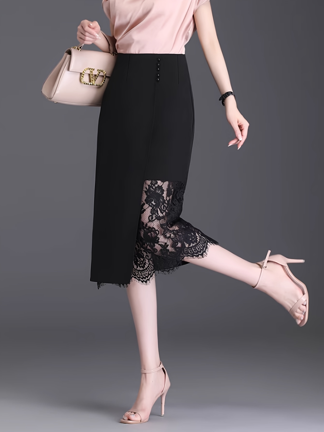 Casual Skirt High Waisted Lace Pencil Skirt Women's High Waisted