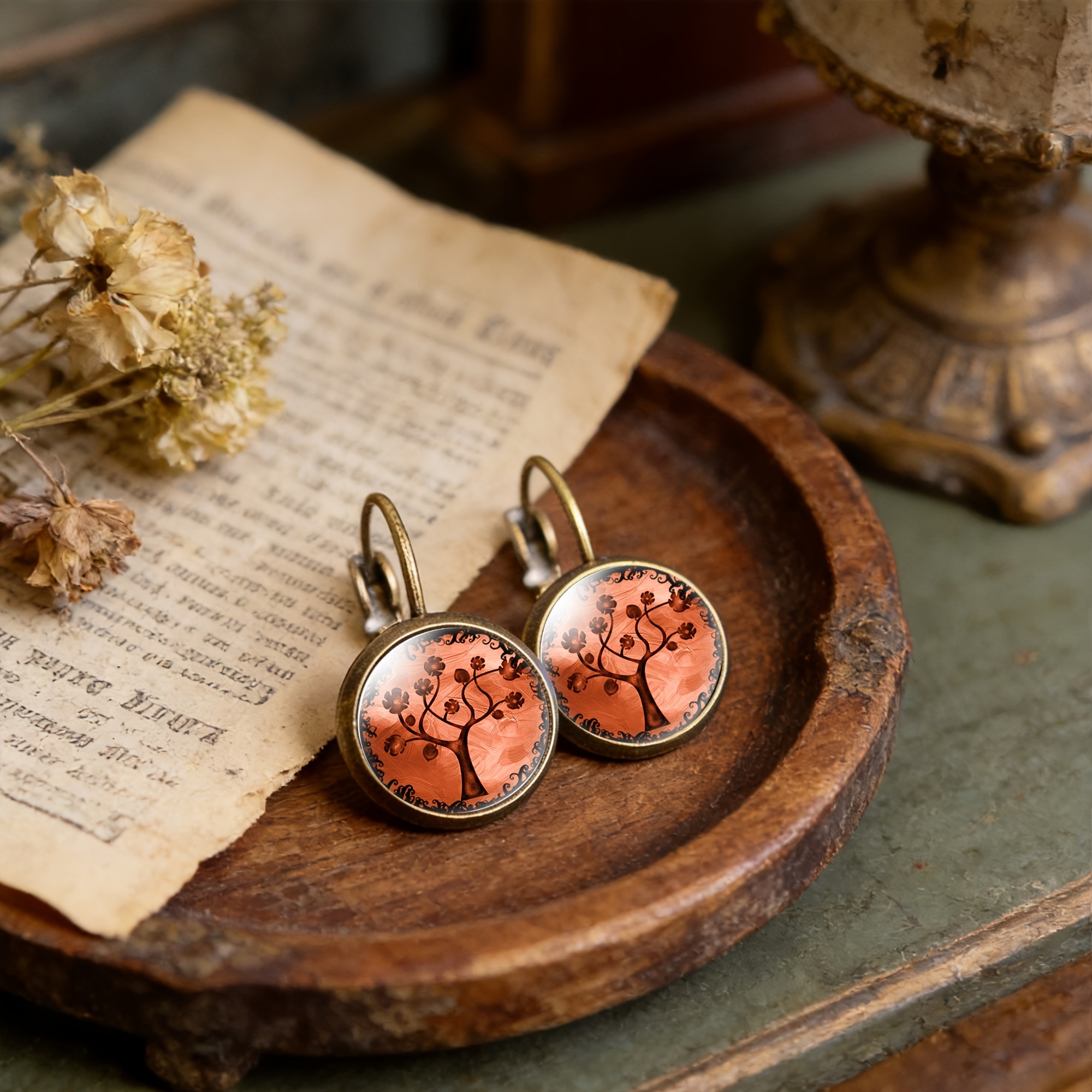 2pcs Set of Classical Earrings with Artistic Tree Design