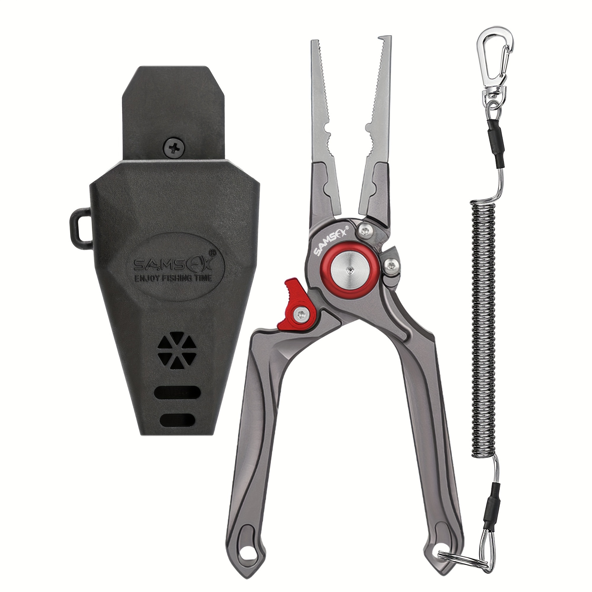 

Samsfx Locking Portable Fishing Pliers, Ergonomic Handle, -resistant Saltwater Protection Coated Fishing Gear, Mo-, Multifunctional Fish Pliers, With Protective Cover And Lanyard