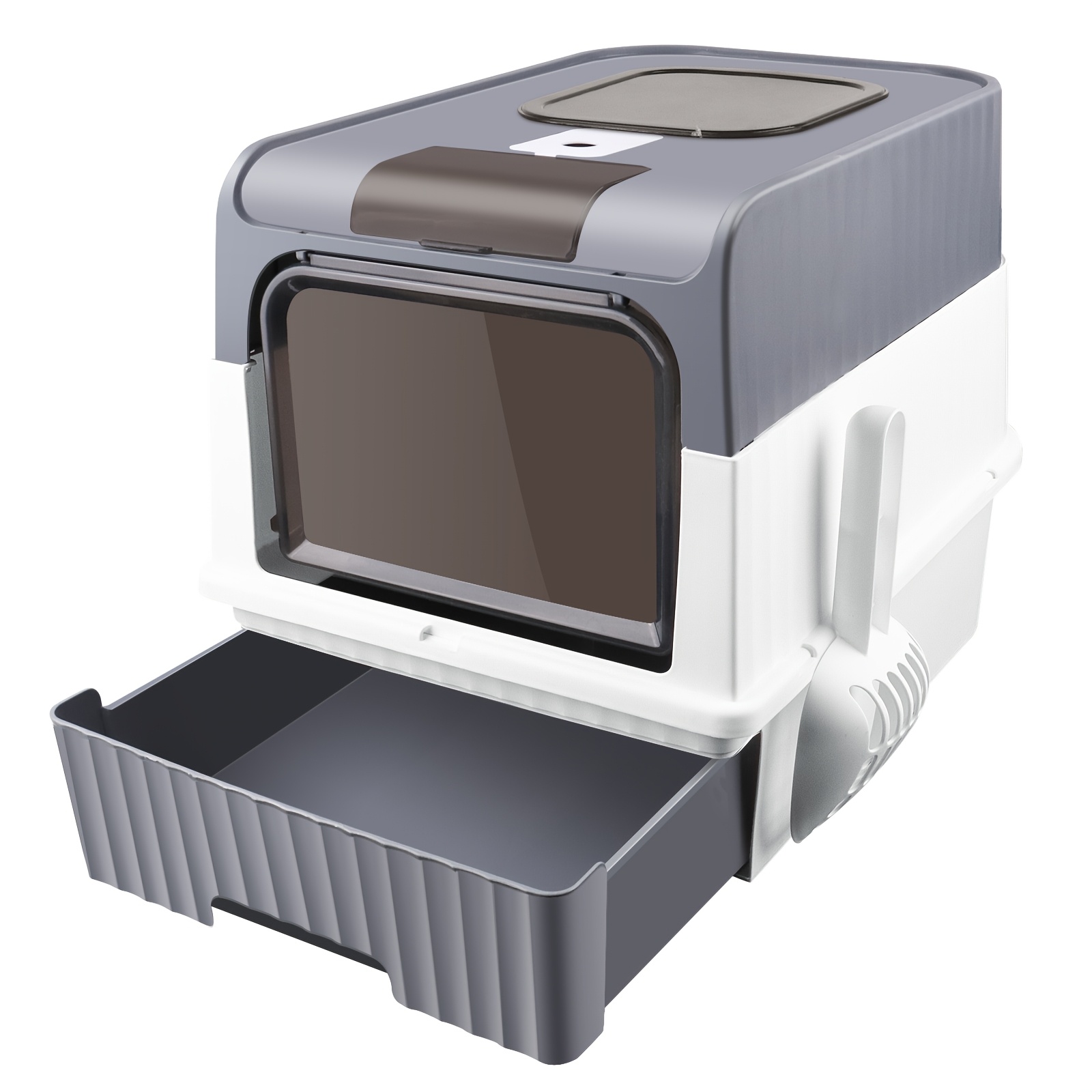 Cat Litter Tray With Lid And Scoop, Large Foldable Cat Litter Tray With Lid, Cat Litter Tray Cabinet Drawer Design