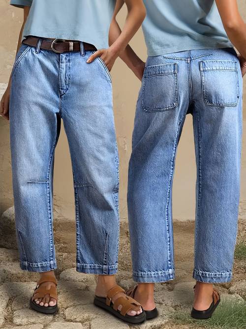 dd womens 2026 new stretchy loose cropped jeans washed denim trousers street style ladies outfit waisted pantalones with pockets weared tummy control mom pants wide leg boyfriend casual pants for travel work and office