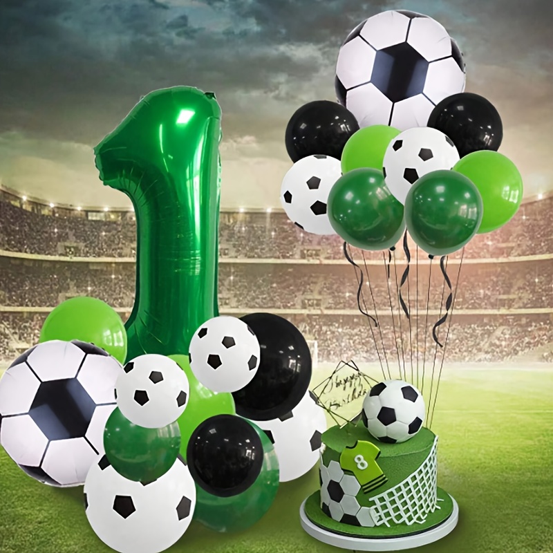 

21-piece Soccer-themed Balloon Set - 32" Number & Football Foil Balloons For Birthday Parties, Sports Events & Celebrations - Includes Curling Ribbon