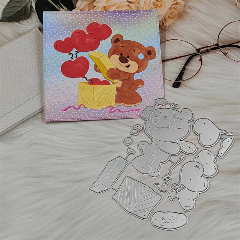 

1pc Mini Bear Metal Cutting Die For Diy Scrapbooking & Greeting Cards - Carbon Steel Embossing Tool With Balloons, Gift Boxes & Confetti Designs - Birthday Party Crafts