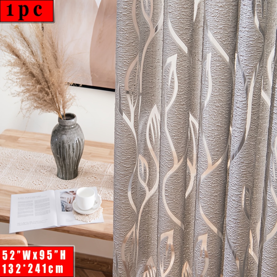 Light Gray Jacquard Sheer Curtain - , Lightweight Polyester, Rod For Bedroom, Living Room & Office Decor