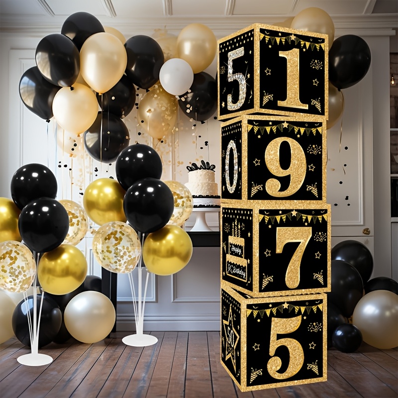 4 pack 27  golden 50th birthday paper boxes happy birthday party decoration no electricity needed adult birthday party supplies gifts