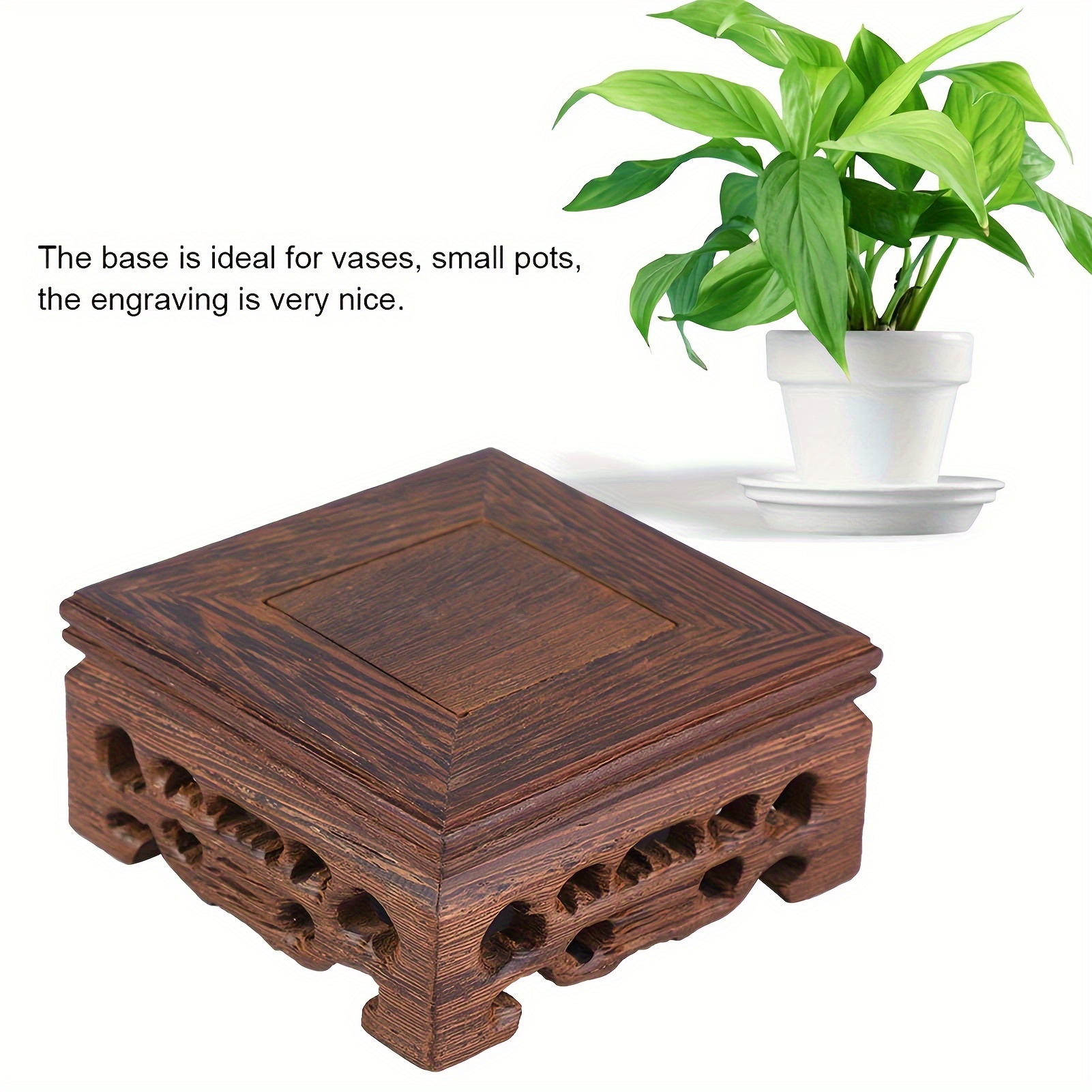 

1pc, Wood Material, 10cmx10cm, Small Square Teapot Base, Vase Decoration Solid Pedestal Wooden Base, Retro And Nostalgic Style, Ideal For Vases, Small Pots, Engraving Home Decor, Good Gift