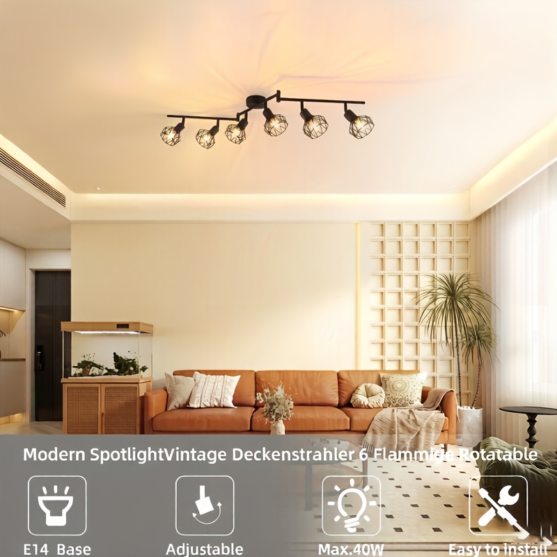 Kimjo Led plafondspot 2 vlammen rond hout draaibaar, plafondlamp spot plafondlamp E14 2 vlammen zwart, spot wandlamp keukenlamp woonkamer plafondspot slaapkamer geen lampen