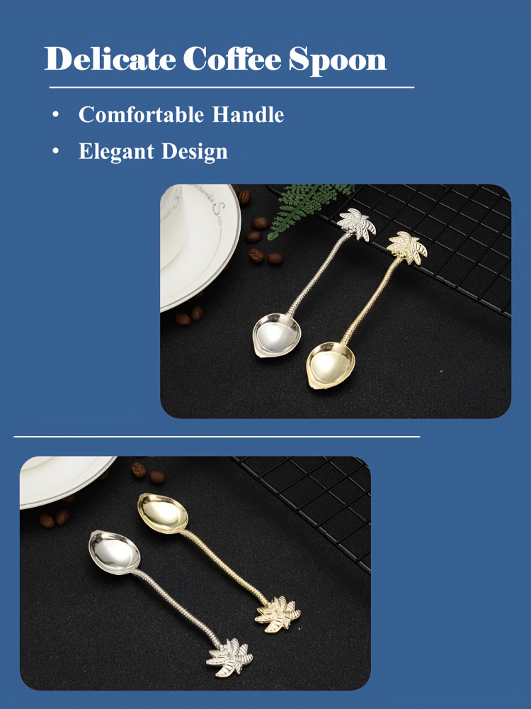 6pcs tropical   teaspoon metal coffee stirring spoon attractive souvenir for dinning bar christmas halloween hanukkah thanksgiving ramadan eid al fitr gift details 2