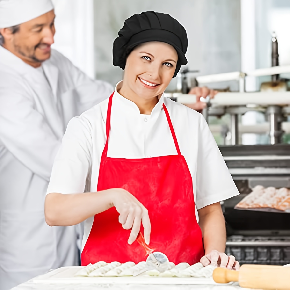 1 шт. шляпы шеф-повара для женщин, сетки для волос, шапки для общественного питания, кухонная кепка, регулируемая эластичная сетка, дышащая рабочая кепка-бини, сетки для волос для женщин, взрослые, черные, детали 0