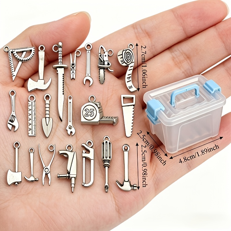 TEMU Set de herramientas de aleación de simulación en miniatura de 21 piezas, que 20 herramientas de simulación como llaves, martillos y cintas