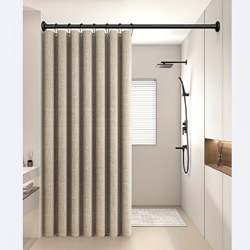 

1pc Sycamore Apricot Bathroom Shower Curtain, Waterproof Bathroom Curtain, Dry And Wet Separation, Waterproof Linen Fabric, With 12 C-hooks