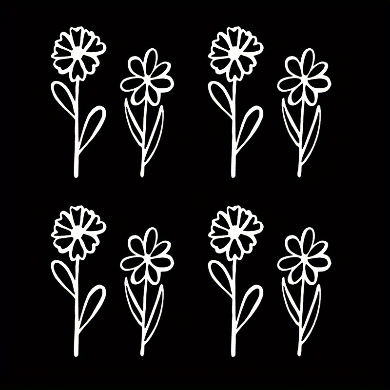 4pcs Per Sheet, Floral Mirror Decal, Vehicle Sticker