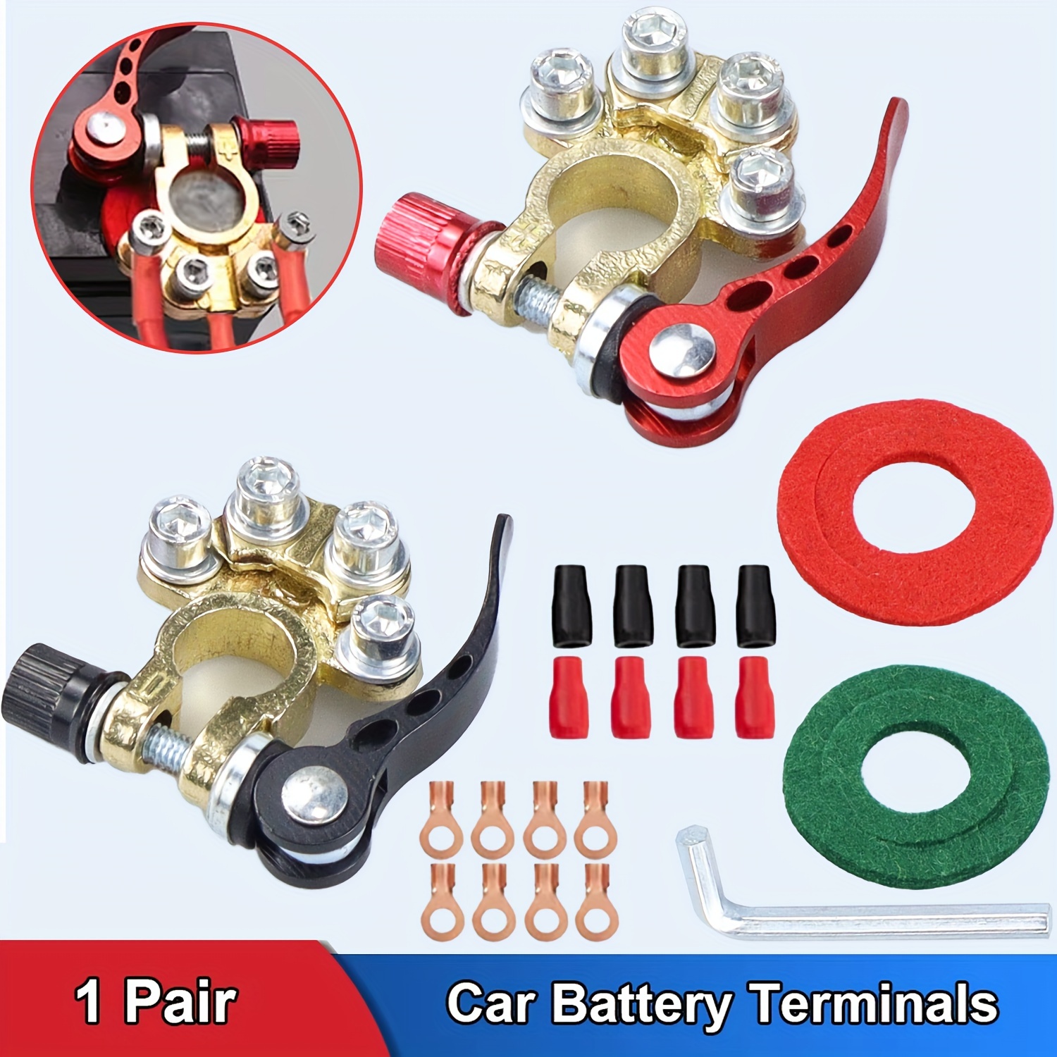 

Car Battery Terminal Connectors, 24v/12v Power Plug Posts, Zinc Alloy, - 1 Pair