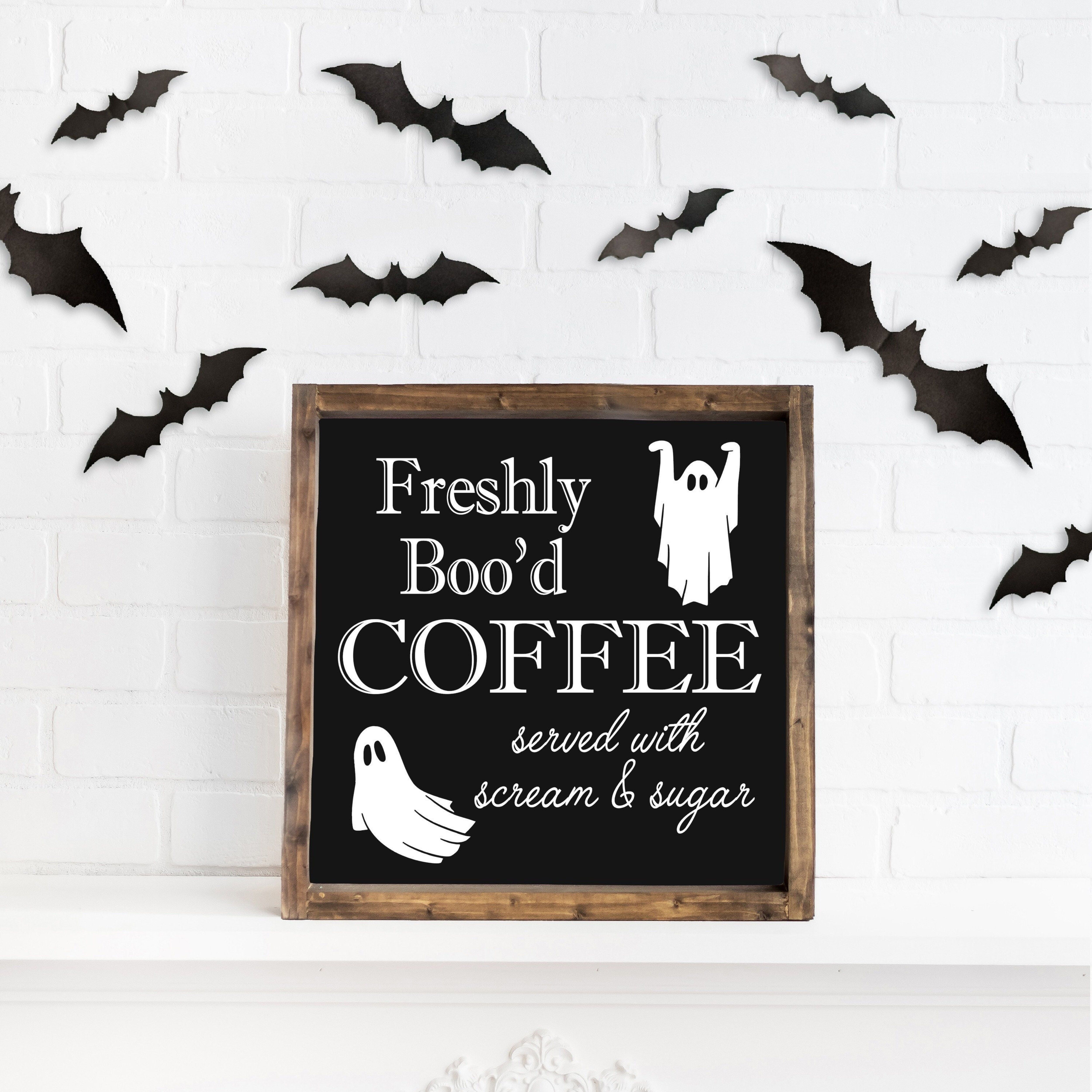 

Freshly Boo' Sign, Coffee Bar Decor, Tiered Tray, Wood Sign, Sign, Art Decoration, Funny Sign