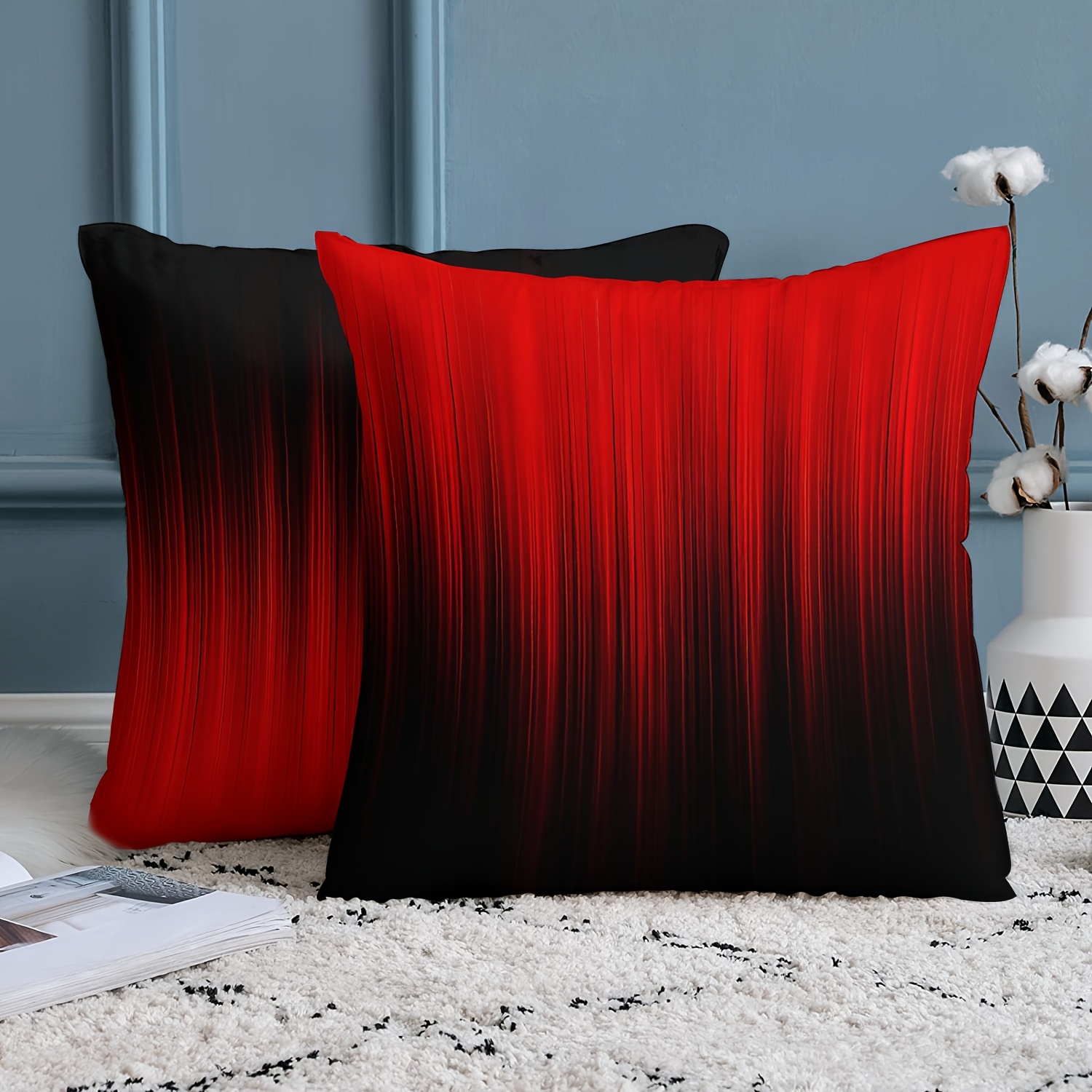 TEMU 2pcs Contemporary Modern Geometric Abstract Cushion Covers - Soft Plush Removable Zippered Pillowcases Suitable For Sofa Bed Car, Machine