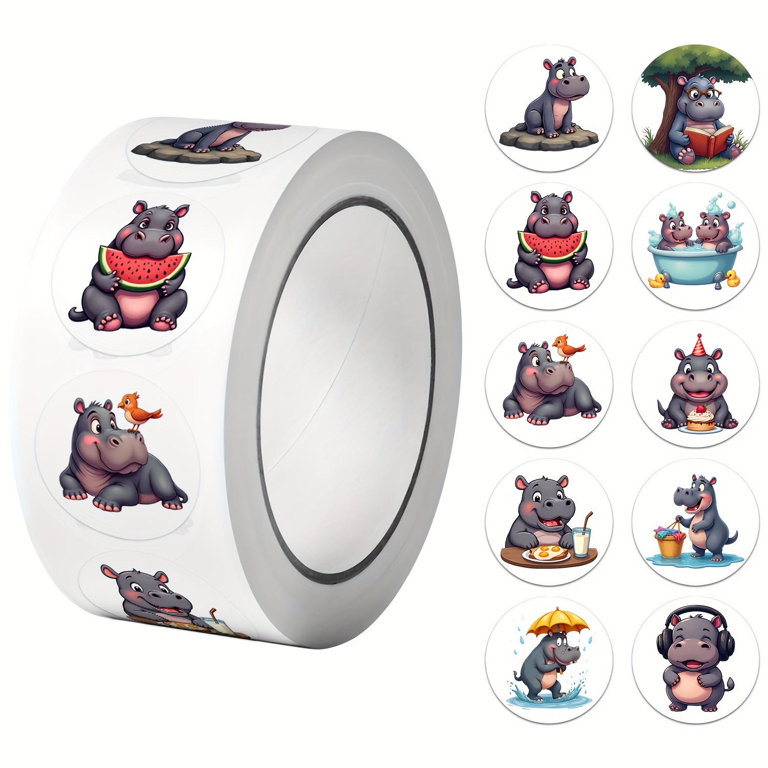 1roll(500pcs)happy Life Lovable Pattern Stickers 2.5cm/1.0'' 10 Designs Decals Diy Gifts Suitable For Gift Packaging Home Decoration Sealing Labels And Polite Greetings