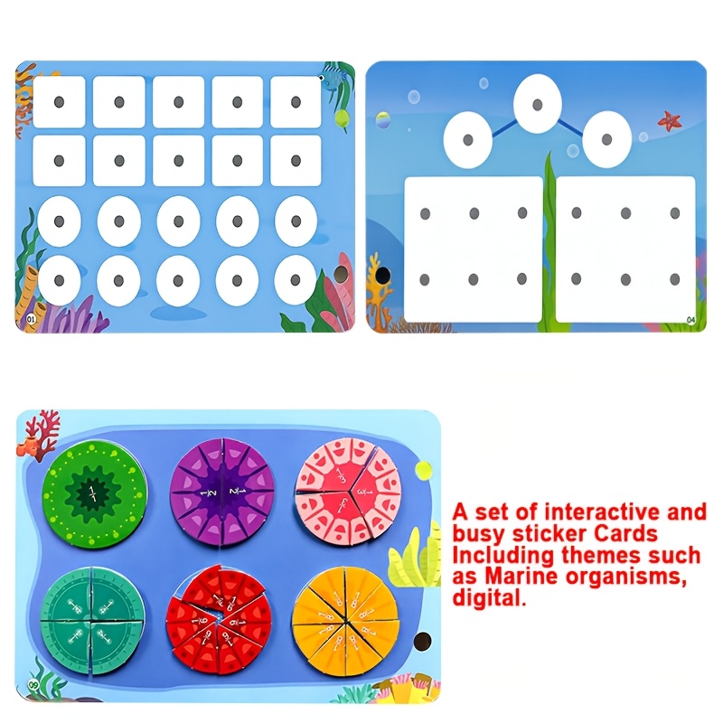 Image of A Set Of Interactive And Busy Sticker Books For Children, Reused, Ocean Themed, Puzzle Flashcards, Cognitive , School Supplies, Children's Day Party Gifts