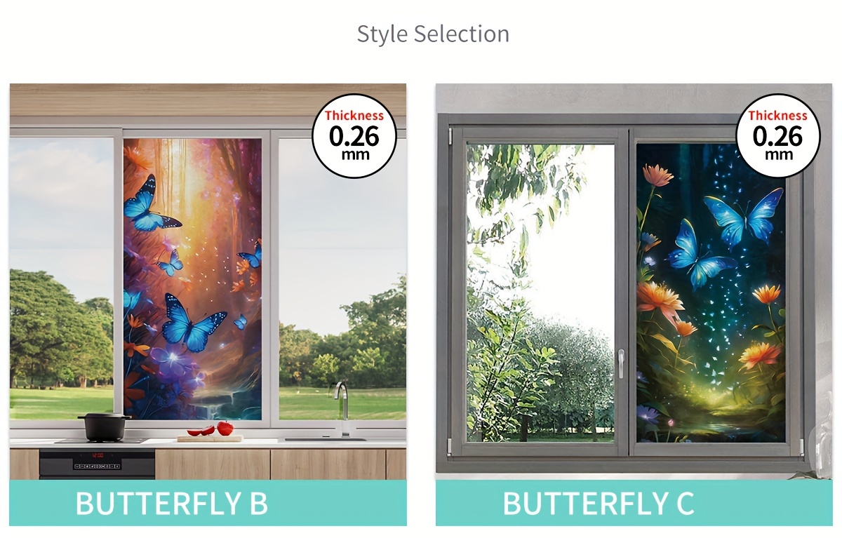 богемный шик бабочка цветок матовая пленка для окон с электростатическим напылением толщиной 16 мил, защищает от солнца и тепла, декор для дома детали 9