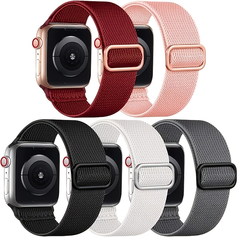 TEMU 5pcs Nylon Elastic Watch Bands - Suitable For 38mm To 49mm, Compatible With Se/10/9/8/7/6/5/4/3/ And Ultra Models, Ultra 2, 46mm 45mm 44mm 42mm