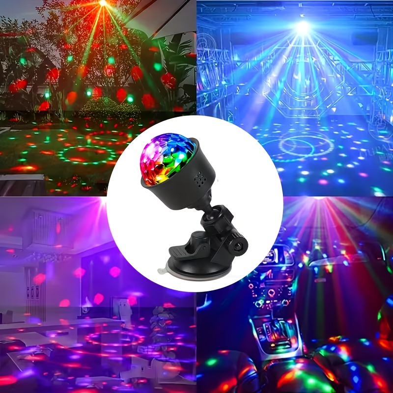 TEMU Usb Mini Disco Ball Light, Sound-activated 360° Rotatable Rgb Led Strobe Lamp With Suction Cup, 7 Lighting Modes, Dj Stage Atmosphere Light For
