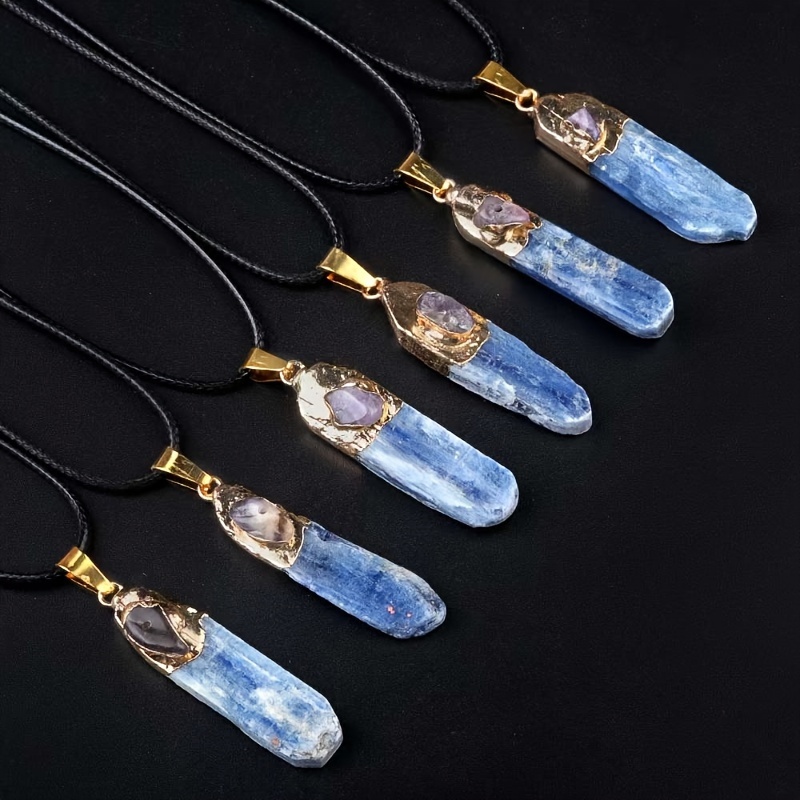 

Unique Natural Sapphire Raw Stone Pendant With Irregular Edges - Long Wrap Design