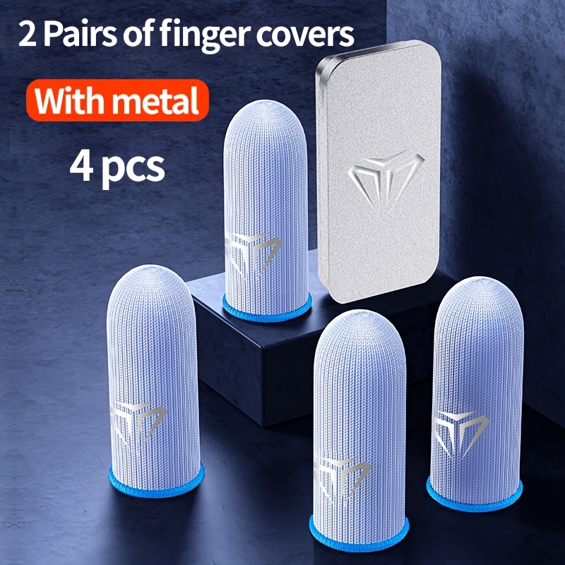 E-shop 4er-Set Gaming-Fingerhüllen, mit Metallbox, Schweißabweisend und Atmungsaktiv für Gamecontroller