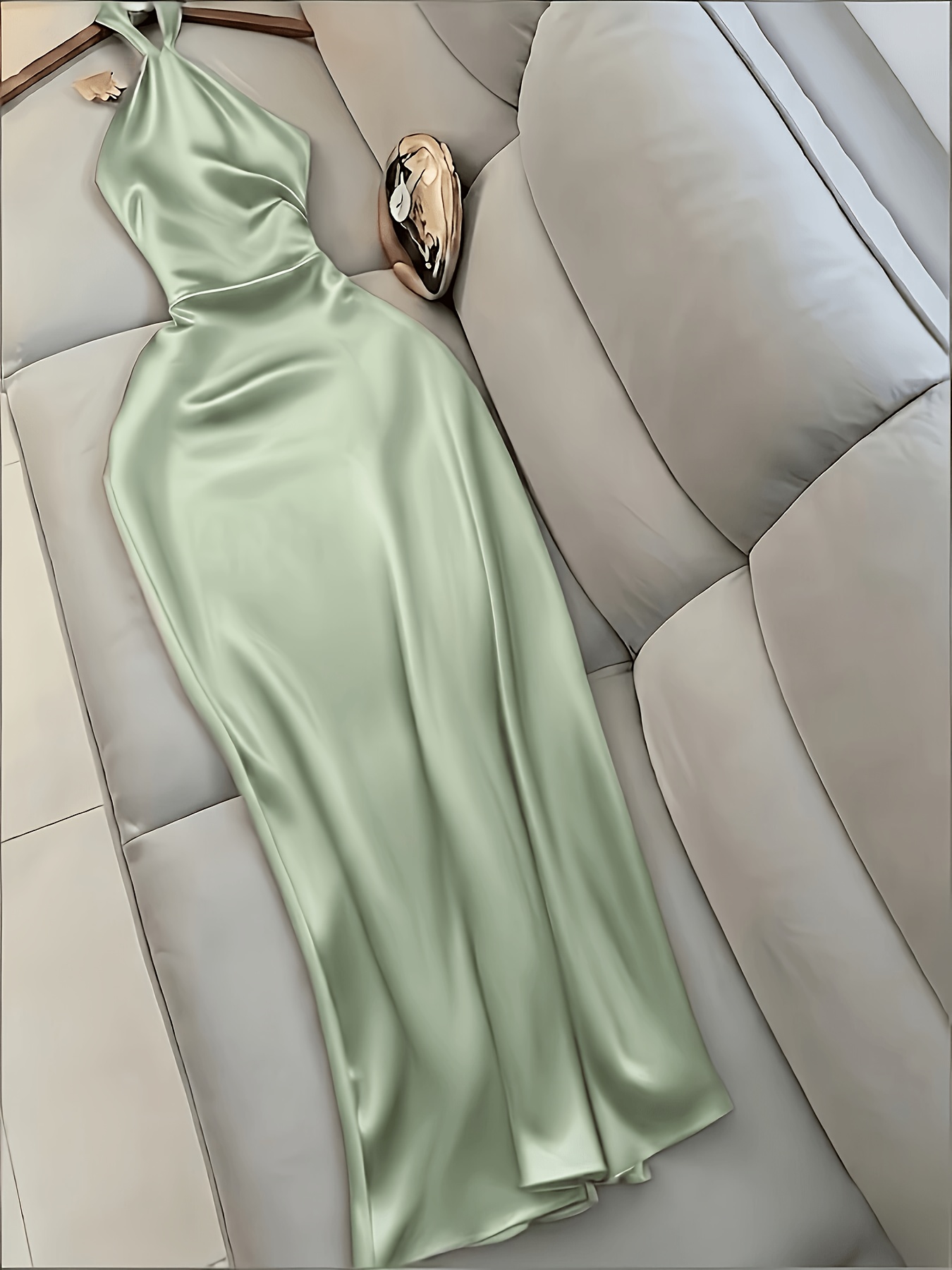 emerald green satin mini dress Dark green silk dress with belt, long slit dress, bridesmaid dress, wedding  guest dress, maxi dress, evening dress, formal dress – ENME.ME main image 0