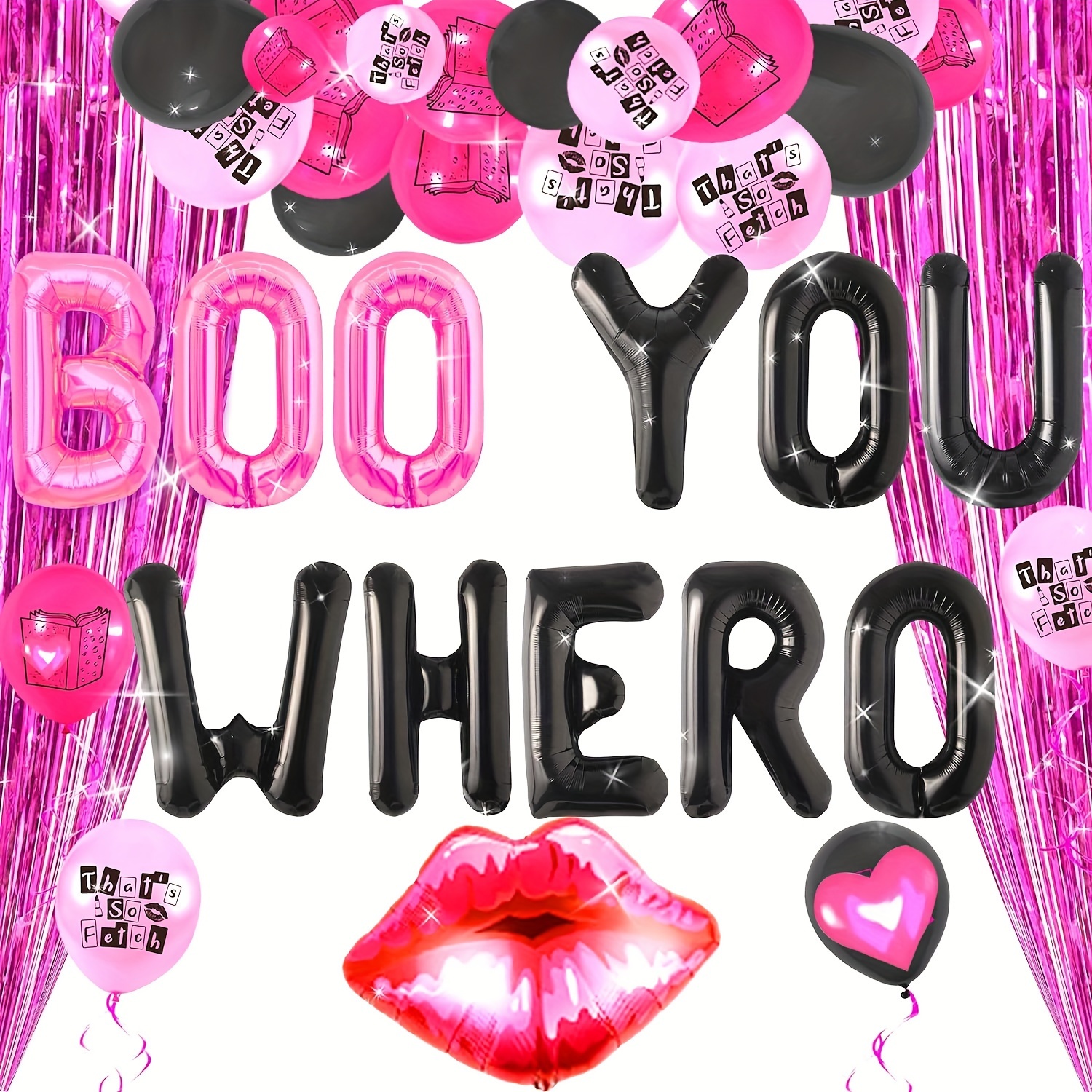 

21pcs Boo You Whero Party Balloon Mean Girls Party Decoration Balloons Burn Book Banner Y2k Party Supplies