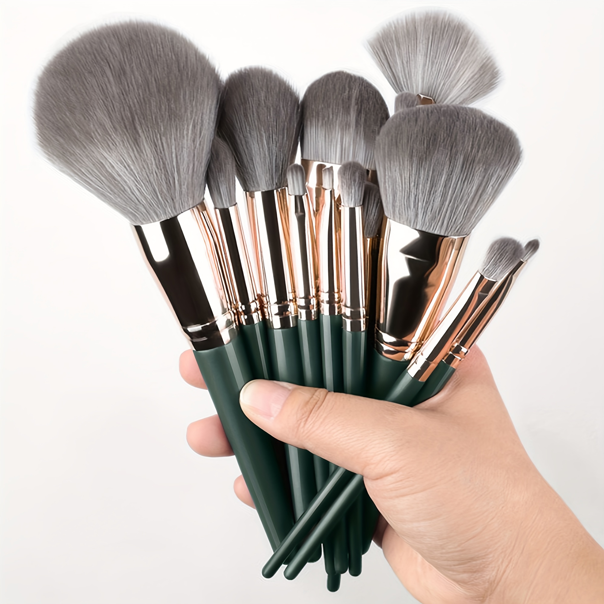 

14pcs Hypoallergenic Makeup Brush Set, Soft Nylon Bristles, Abs Plastic Handle, Types, Professional & Beginner Friendly, Includes Foundation, Eyeshadow, Lip Brushes