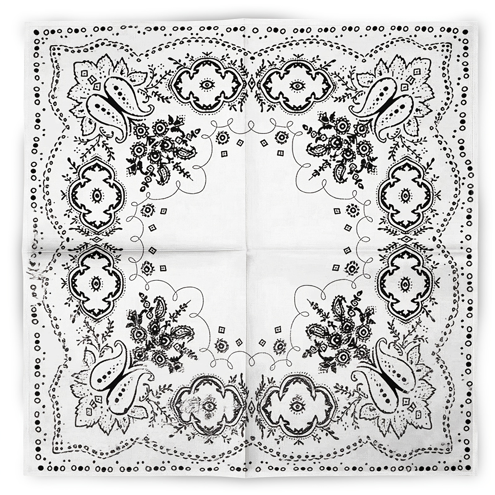 TEMU 1pc 2d Printed Black And White Retro Paisley Flower Headscarf, Vintage Individual Fashion Hip-hop Trendy Headscarf, Fashion Scarf Neck Scarf,