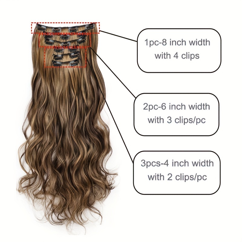 16 clips 6pcs set hair extensions long wavy hairstyle synthetic hairpieces heat resistant for women details 0