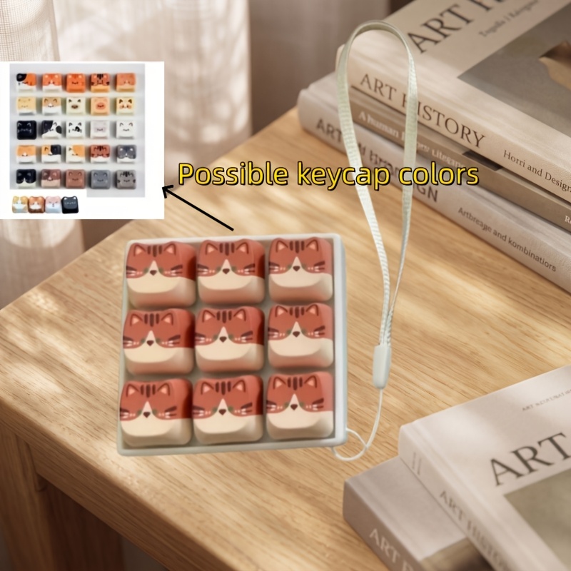 TEMU Cat Press-type 9-key Keychain With Typing Keycap Design, Produces A Clicky Sound When Pressed, Compact, Lightweight, And Durable. Suitable For